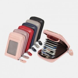 Women Genuine Leather RFID Anti-theft Organ Shape Multi-slot Card Case Card Holder Wallet