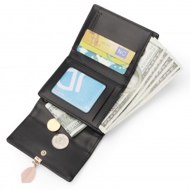 Women Artificial Leather Solid Color Leaves Embossing Wallet Multi-card Slot Coin Storage Wallet