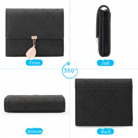 Women Artificial Leather Solid Color Leaves Embossing Wallet Multi-card Slot Coin Storage Wallet