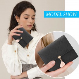 Women Artificial Leather Solid Color Leaves Embossing Wallet Multi-card Slot Coin Storage Wallet