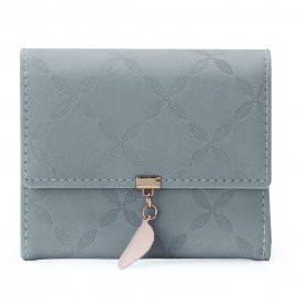 Women Artificial Leather Solid Color Leaves Embossing Wallet Multi-card Slot Coin Storage Wallet