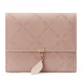 Women Artificial Leather Solid Color Leaves Embossing Wallet Multi-card Slot Coin Storage Wallet