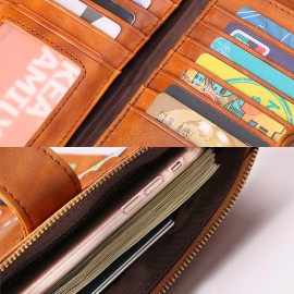 Women RFID Genuine Leather Multi-card Slots Phone Bag Money Clip Wallet