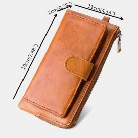 Women RFID Genuine Leather Multi-card Slots Phone Bag Money Clip Wallet