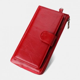 Women RFID Genuine Leather Multi-card Slots Phone Bag Money Clip Wallet