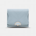 Women Trifold Short Wallet Leaf Line Design Simple Folding Money Clip Multi-card Slot Card Holder