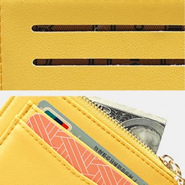 Women Solid 5 Card Slots Hardware Mini Wallet Purse