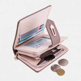 Women Wave Texture PU Leather Zipper Hasp Bifold Wallet Multi-card Slots Card Holder Short Coin Purse