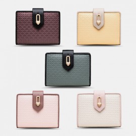 Women Wave Texture PU Leather Zipper Hasp Bifold Wallet Multi-card Slots Card Holder Short Coin Purse