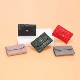 Women Genuine Leather Multifunction Lychee Pattern Coin Bag Small Wallet