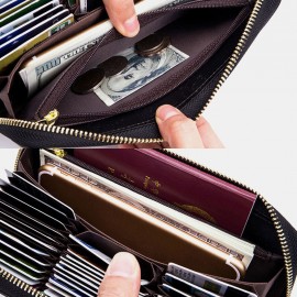 Women Genuine Leather RFID Organ Design Multi-card Slot Clutch Purse Long Wallet