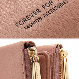 Women PU Leather Multi-slot Hand Carry Short Wallet Clutch Purse