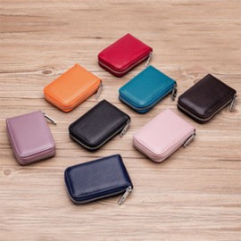 Women Genuine Leather RFID Multifunction Multi Card Slot Travel Small Wallet