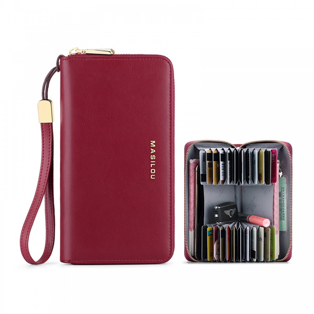 JOSEKO Women Genuine Leather RFID Antimagnetic Wallet Multiple-card Slots Large-capacity Multifunctional Zipper Clutch Bag