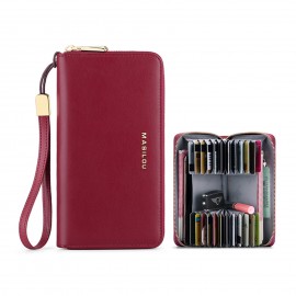 JOSEKO Women Genuine Leather RFID Antimagnetic Wallet Multiple-card Slots Large-capacity Multifunctional Zipper Clutch Bag