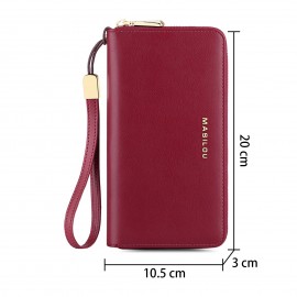 JOSEKO Women Genuine Leather RFID Antimagnetic Wallet Multiple-card Slots Large-capacity Multifunctional Zipper Clutch Bag