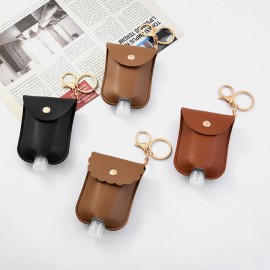 Women Faux Leather Casual Portable Hand Sanitizer Bottle Keychain Travel Pendant Bag Accessory