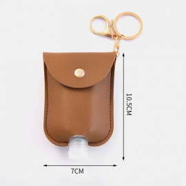 Women Faux Leather Casual Portable Hand Sanitizer Bottle Keychain Travel Pendant Bag Accessory