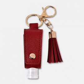 Women Faux Leather Casual Tassel Portable Disinfectant Keychain Pendant Bag Accessory