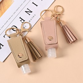 Women Faux Leather Casual Tassel Portable Disinfectant Keychain Pendant Bag Accessory