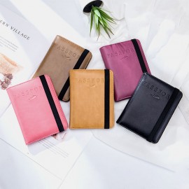 Unisex Genuine Leather RFID Multifunction Multi-card Slot Travel Passport Bag Wallet With Elastic Strap