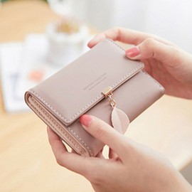 Women Artificial Leather Elegant Multi-compartment Wallet Large Capacity Durable Bi-fold Purse