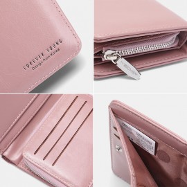 Women Trifold Short Multifunction Wallets PU Leather 13 Card Slot Card Holder Coin Purse Money Clip