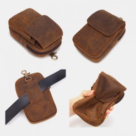 Men Genuine Leather Multi-slots Retro Multifunctional Wallet Phone Bag Waist Bag