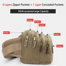 Men Waterproof Multi-pocket Waist Bag Canvas Large Capacity Multi-purpose Phone Bag Chest Bag Crossbody Bag Shoulder Bag