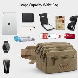 Men Waterproof Multi-pocket Waist Bag Canvas Large Capacity Multi-purpose Phone Bag Chest Bag Crossbody Bag Shoulder Bag