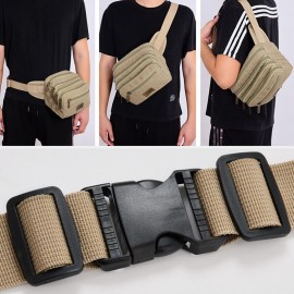 Men Waterproof Multi-pocket Waist Bag Canvas Large Capacity Multi-purpose Phone Bag Chest Bag Crossbody Bag Shoulder Bag