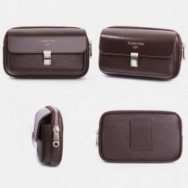 Men Retro Horizontal Soft Leather Multifunction Large Capacity 6/6.5 Inch Phone Bag Belt Bag Waist Bag