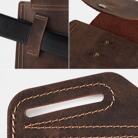 Men Genuine Leather Wear-resistant Outdoor Sport 6.5 Inch Phone Bag Retro Cover Hasp Waist Bag Belt Bag