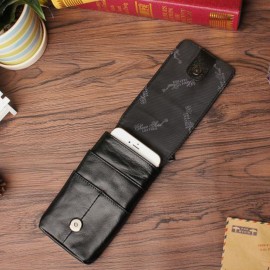 Men Retro Cowhide Waist Bag Retro Casual 5.5/6.3 Inch Phone Bag Front Zipper Pocket Belt Bag