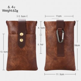 Men PU Waterproof Long Waist Bag Vintage 5.5/6.4 Inch Phone Bag Belt Bag