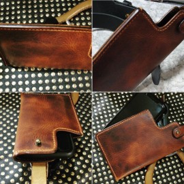 Men Genuine Leather Hasp Waist Bag Retro 6.3 Inch Phone Bag Belt Bag