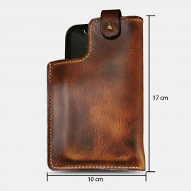 Men Genuine Leather Hasp Waist Bag Retro 6.3 Inch Phone Bag Belt Bag