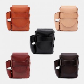 Men Genuine Leather Cigaret Case Storage Bag Retro Waterproof Waist Bag Belt Bag