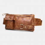 Men Genuine Leather Business Outdoor Retro Multi-carry Leather 6.3 Inch Phone Bag Waist Bag Chest Bag