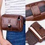 Bullcaptain Men Vintage Genuine Leather Waist Bag Belt Bag