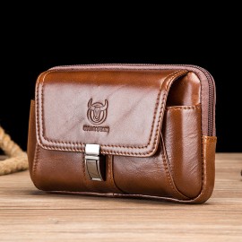 Bullcaptain Men Vintage Genuine Leather Waist Bag Belt Bag