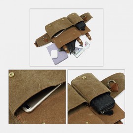 Men Canvas Waist Bag Multifunctional Hasp Pocket Outdoor Casual Chest Bag Shoulder Bag