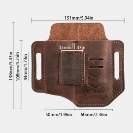 Men Genuine Leather EDC Belt Loop Waist Multitool Sheath Belt Bag