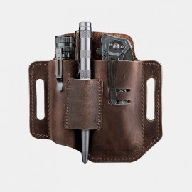 Men Genuine Leather EDC Belt Loop Waist Multitool Sheath Belt Bag