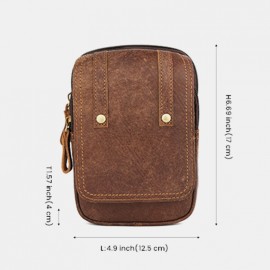 Men Matte Cowhide Waist Bag Multifunctional Large Capacity Vintage 6.3 Inch Phone Bag