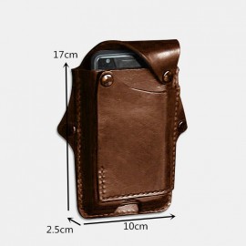 Men EDC 6.3''Inch Genuine Leather Phone Bag Case Belt Bag