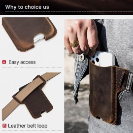 Men Genuine Leather Cow Leather EDC 6.5 Inch Phone Bag Waist Bag Sling Bag