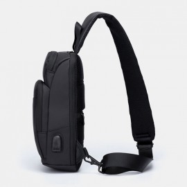 Men Oxford Large Capacity USB Charging Chest Bag Fashion Casual Wild Bus Card Pocket Design Crossbody Bag Shoulder Bag