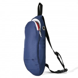 Unisex Canvas Shark Shape Multi-pocket Chest Bag Cartoon Casual Super Soft Large Capacity Multifunction Messenger Crossbody Bags Shoulder Bag