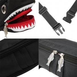 Unisex Canvas Shark Shape Multi-pocket Chest Bag Cartoon Casual Super Soft Large Capacity Multifunction Messenger Crossbody Bags Shoulder Bag